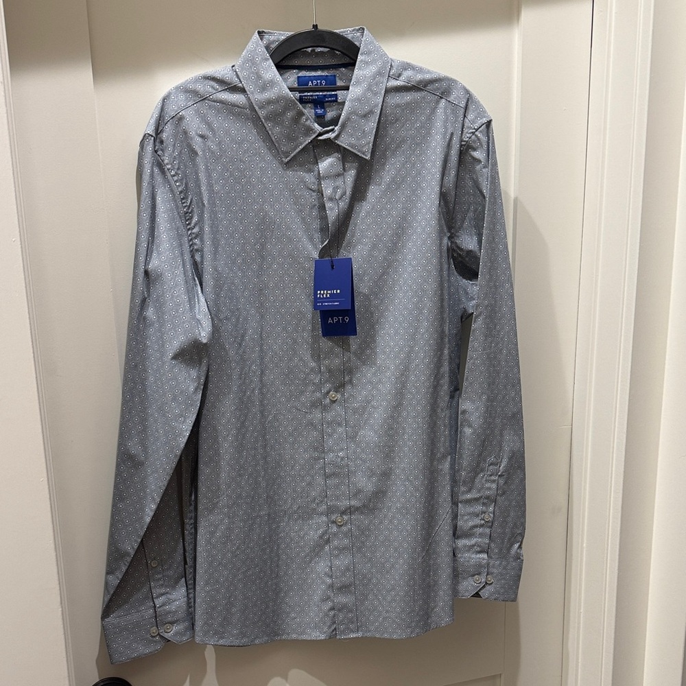 Apt. 9 Men's Blue Patterned Dress Shirt